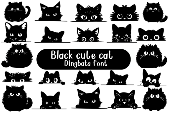 Black Cute Cat: A Playful Dingbat Font for Campaigns