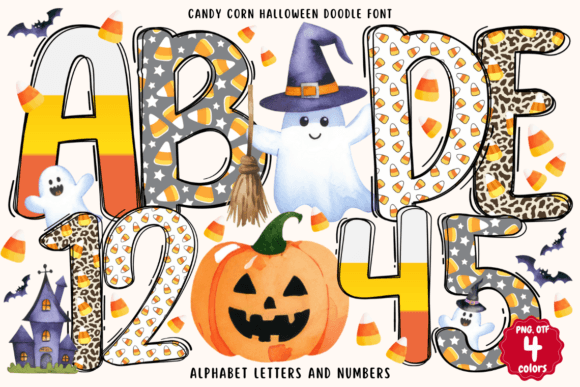 Candy Corn Halloween Doodle Font for Creators